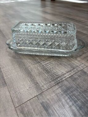 Anchor Hocking Wexford Clear Glass Butter Dish with Lid 7 7/8 Inches